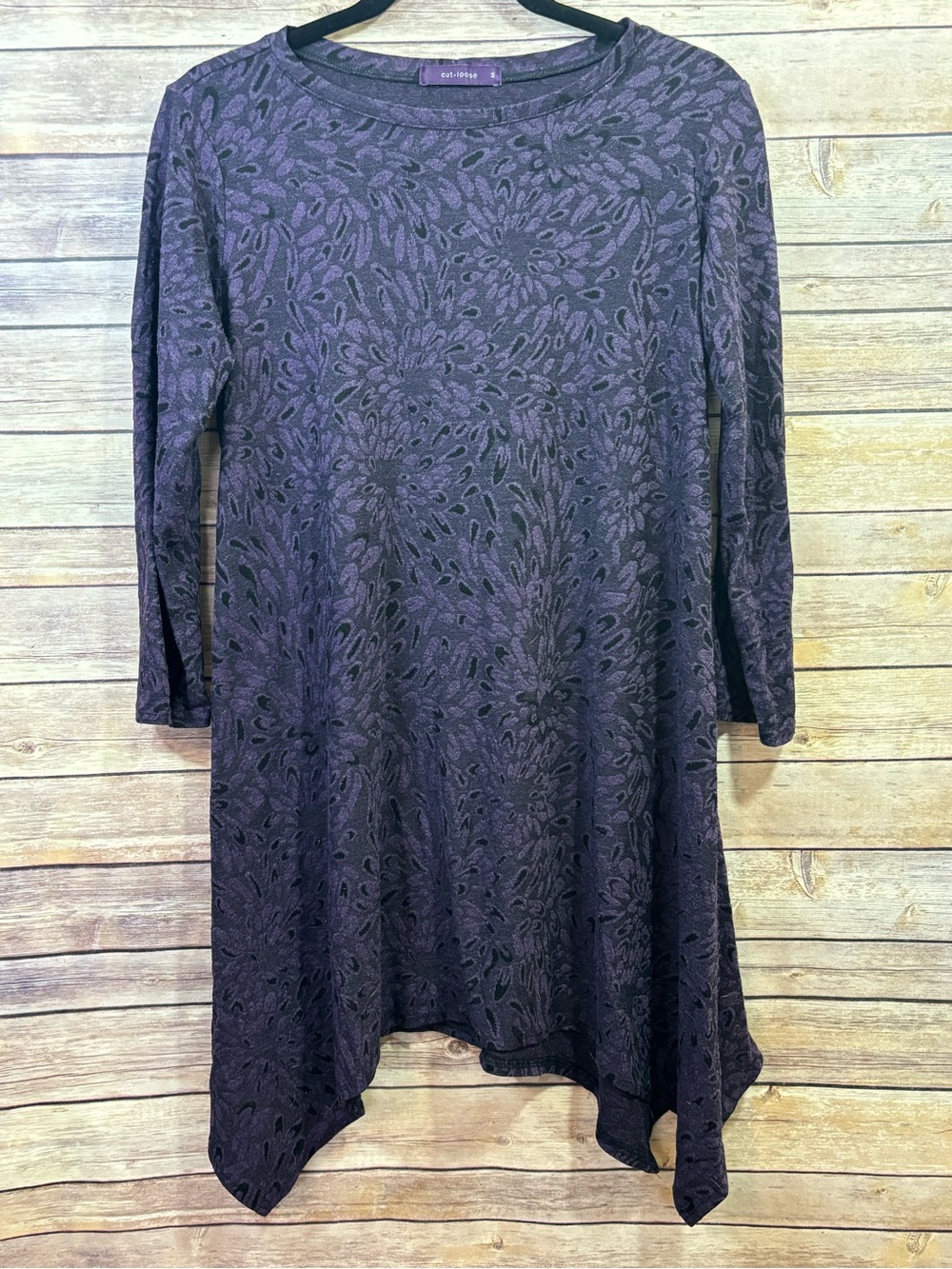 Cut Loose Purple Print Cotton Tunic Size Medium